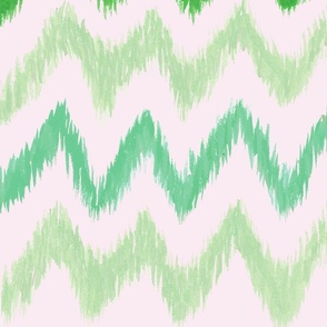 Handpainted Ikat Stripes in Green - Large