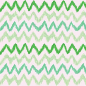 Handpainted Ikat Stripes in Green - Medium