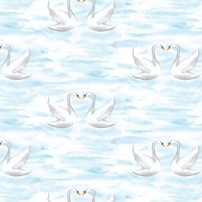 White Swans on rippled water