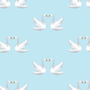 Sweet swans on baby blue