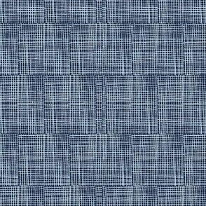 patchwork weave, light blue on navy