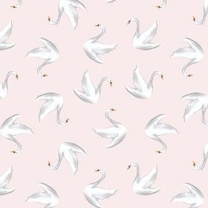 Scattered Swans on Light Pink