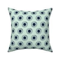 Navy Blue Filled Ripples on Minty Green Concentric Circles