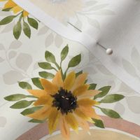 Sunflowers & Rainbows - Medium Scale - Boho Muted Rainbow 