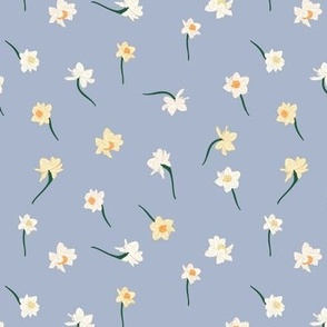 6" Repeat Spring Daffodil Pattern Medium Scale | Dusty Blue MK003