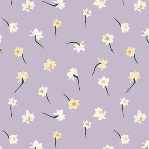 6" Repeat Spring Daffodil Pattern Medium Scale | Lavender Purple MK003