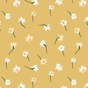 6" Repeat Spring Daffodil Pattern Medium Scale | Honey Yellow MK003