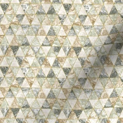 Triangular Marbled Tiles in Sage Green - Ditsy  Scale - Evergreen Fog Olive Tan Beige Triangles Faux Textures