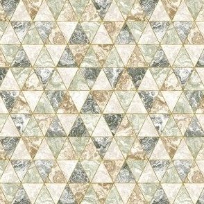 Triangular Marbled Tiles in Sage Green - Ditsy  Scale - Evergreen Fog Olive Tan Beige Triangles Faux Textures