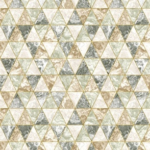 Triangular Marbled Tiles in Sage Green - Medium Scale - Evergreen Fog Olive Tan Beige Triangles Faux Textures