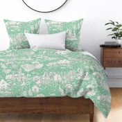 Peacock Island Romance: Toile de Jouy Greenery for Serene Summer Escapes | large