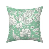 Peacock Island Romance: Toile de Jouy Greenery for Serene Summer Escapes | large
