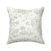 peacock island toile de jouy | sage on natural | medium