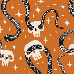 halloween skulls and snakes - orange