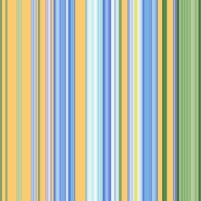 Blue, yellow and green stripes seamless pattern