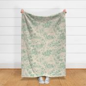 peacock island toile de jouy | green on almond | large