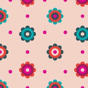 Small Geometric Flowers on Pink for Nursery