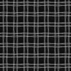 Hand drawn plaid - blackest black 