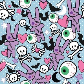 Pastel Goth Bunny Eyeball - light blue - M