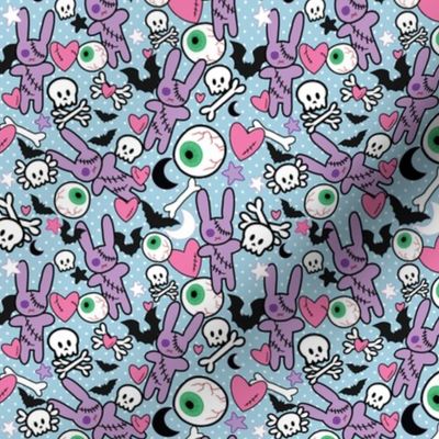 Pastel Goth Bunny Eyeball - light blue - S