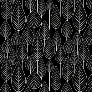 Fun Leaves and Trees Collage Black and White Mix 3 Large Whimsical Funky Retro Pattern in Neutral Colors Black 000000 Light Eagle Ivory White Beige Gray DBDBD0 Black 000000 Subtle Modern Geometric Abstract