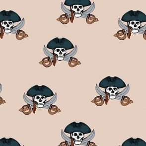 Spooky pirates skulls and swords wild adventures for kids on sand beige tan