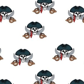 Spooky pirates skulls and swords wild adventures for kids on white