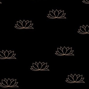 The minimalist lotus flower - abstract yoga theme illustration golden black