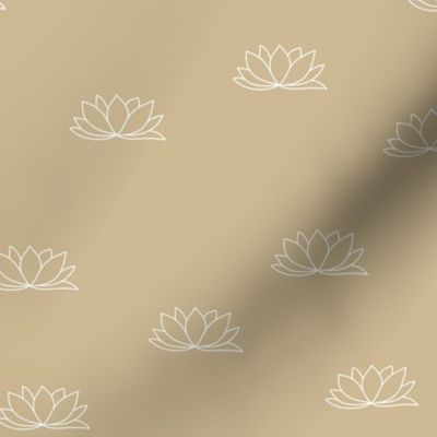 The minimalist lotus flower - abstract yoga theme illustration ginger beige camel