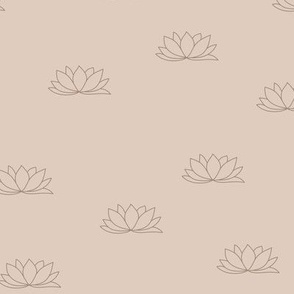 The minimalist lotus flower - abstract yoga theme illustration beige latte brown seventies vintage palette