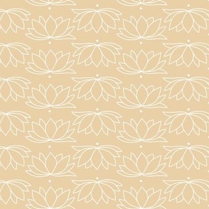 The minimalist lotus flower rows - abstract yoga theme illustration soft yellow camel 