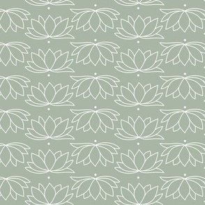 The minimalist lotus flower rows - abstract yoga theme illustration sage green 