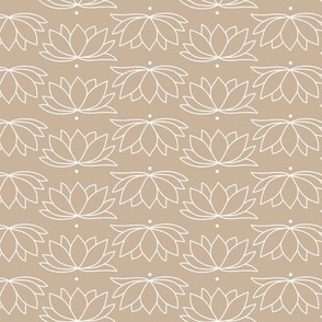 The minimalist lotus flower rows - abstract yoga theme illustration tan beige 