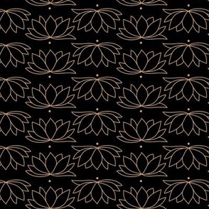 The minimalist lotus flower rows - abstract yoga theme illustration golden caramel black