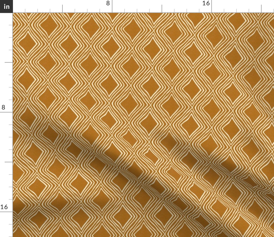 small - Diamond lattice- inverse - cream/burnt orange 