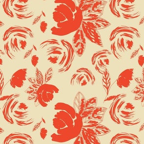 Art-florals--red roses-monochrome-red -kidult-abstract-floral