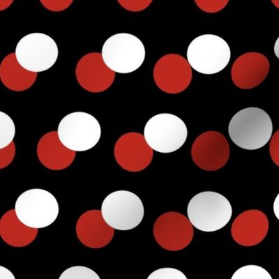 Holiday Polka Dots Red White on Black One Inch