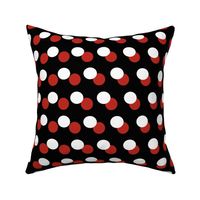 Holiday Polka Dots Red White on Black One Inch
