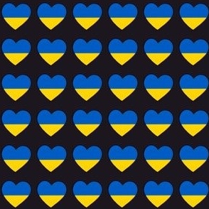 Ukrainian flag hearts on black small scale 