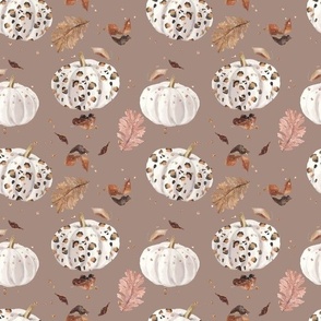 Leopard Pumpkins White Blush & Spice Fall Autumn Thsnksgiving