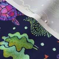 Pink Sea Turtles on Navy - Small