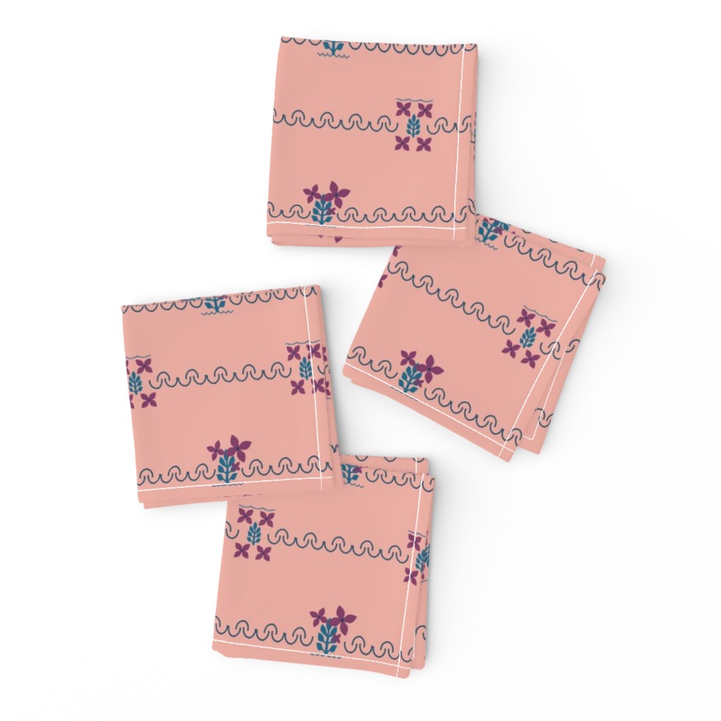 Greco-Roman decorative icons in pinks and blues (1019-11)