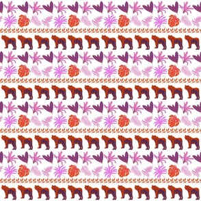Jungle cat stripes in orange and pink on white - 