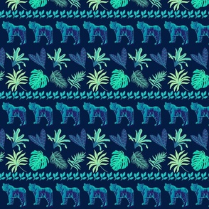 Jungle cat stripes in blue on dark blue - 