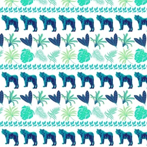 Jungle cat stripes in turquoise on white - 