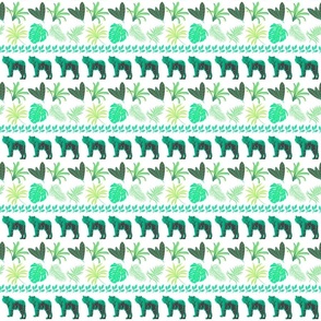 Jungle cat stripes in green on white - small