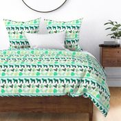 Jungle cat stripes in green on white - large