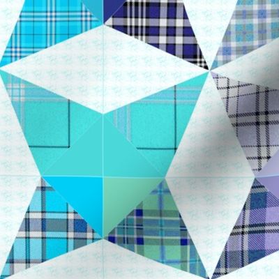 Plaid Kaleidoscope stars cheater with blue and purple Large Scale
