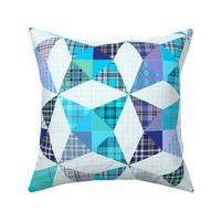 Plaid Kaleidoscope stars cheater with blue and purple Large Scale