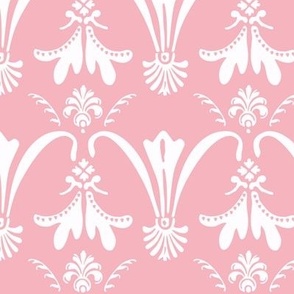Med. Damask 001 White on Soft Pink